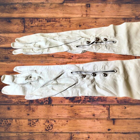Vintage Kid Leather Gloves Washable Opera Length by Superb West Germany - Picture 16 of 16